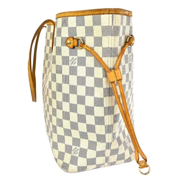 LOUIS VUITTON Neverfull MM Shoulder Tote Bag Damier Azur Leather - Picture 3 of 16